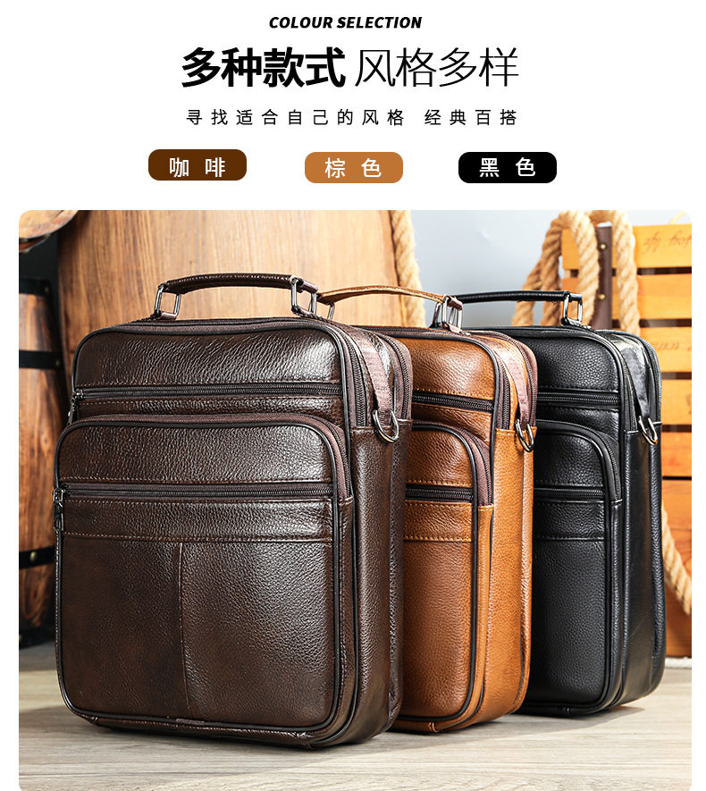 Túi đeo chéo nam da bò thật lớp đầu cao cấp, túi mềm xách tay dung tích lớn, đựng vừa iPad 13 inch — Màu cà phê (Kiểu nhỏ), Màu nâu (Kiểu nhỏ), Màu đen (Kiểu nhỏ), Cà phê (loại lớn) chi tiết 12