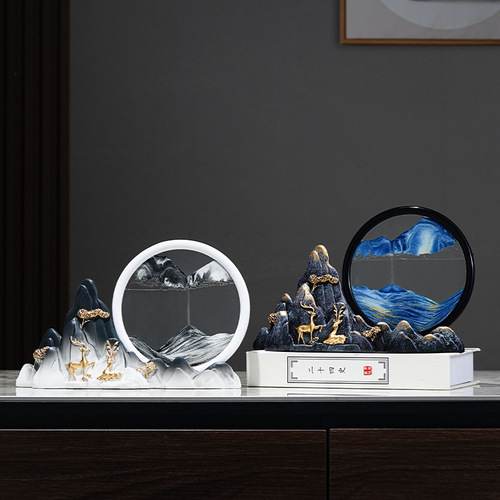 Flow Sand Painting Creative Hourglass New Chinese Style Light Luxury Shelf TV Stand Living Room Wine Cabinet Decorative Ornament Valentine's Day Gift