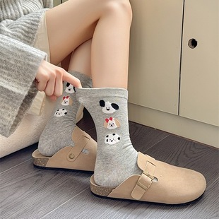Cute Korean-style Flocking Three-dimensional Puppy Mid-tube Socks for Children Ins Cyber Celebrity Cartoon Thin Cotton Stacking Socks