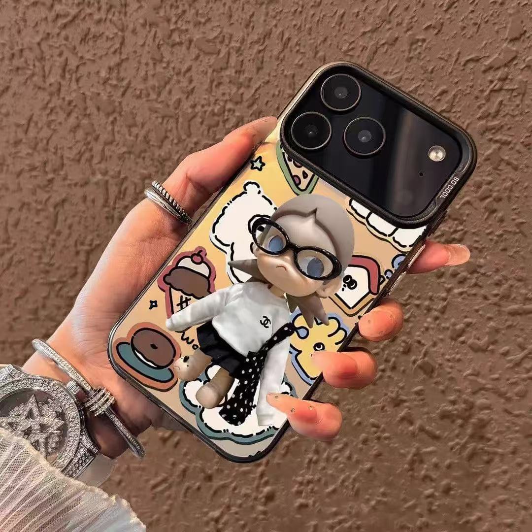 Colorful Silver Shoulder Bag Doll Suitable for Apple 16Promax Mobile Phone Case 15Pro Apple Iphone17 Female 14P Anti-Fall