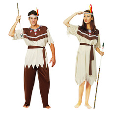 野人服裝原始人 非洲野人印第安人衣服 男女豹紋土著人獵人演出服