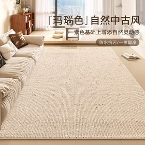 地毯客厅2025新款纯色侘寂风免洗可擦轻奢高级感沙发茶几防水地垫