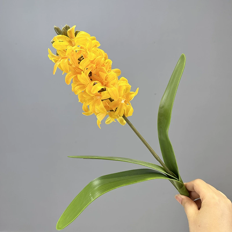 3D Touch Гиацинт Домашний декор Оптом Touch Гиацинт с листьями Искусственный цветок Гиацинт в горшке Нарцисс.