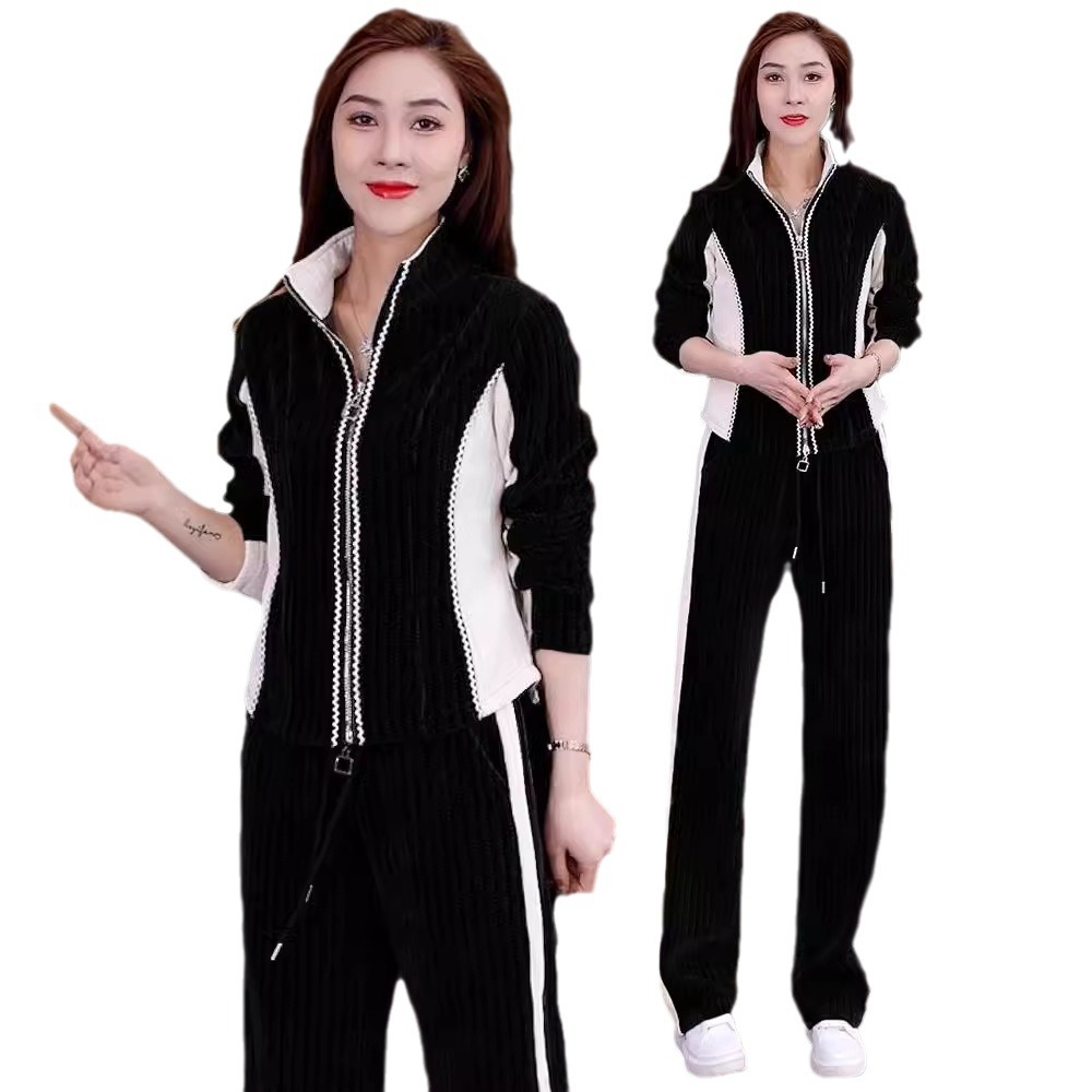 Women's Clothing new casual sportswear women's suits spring and autumn fashionable hooded sweatshirt wide leg pants two piece suit_voghion.com