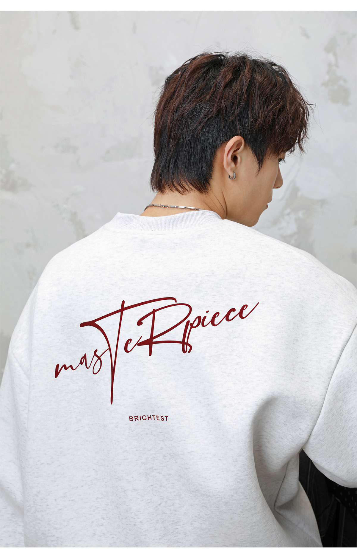 Monochrome Textured Crew Neck Sweatshirt For Men Trendy Pullover_voghion.com