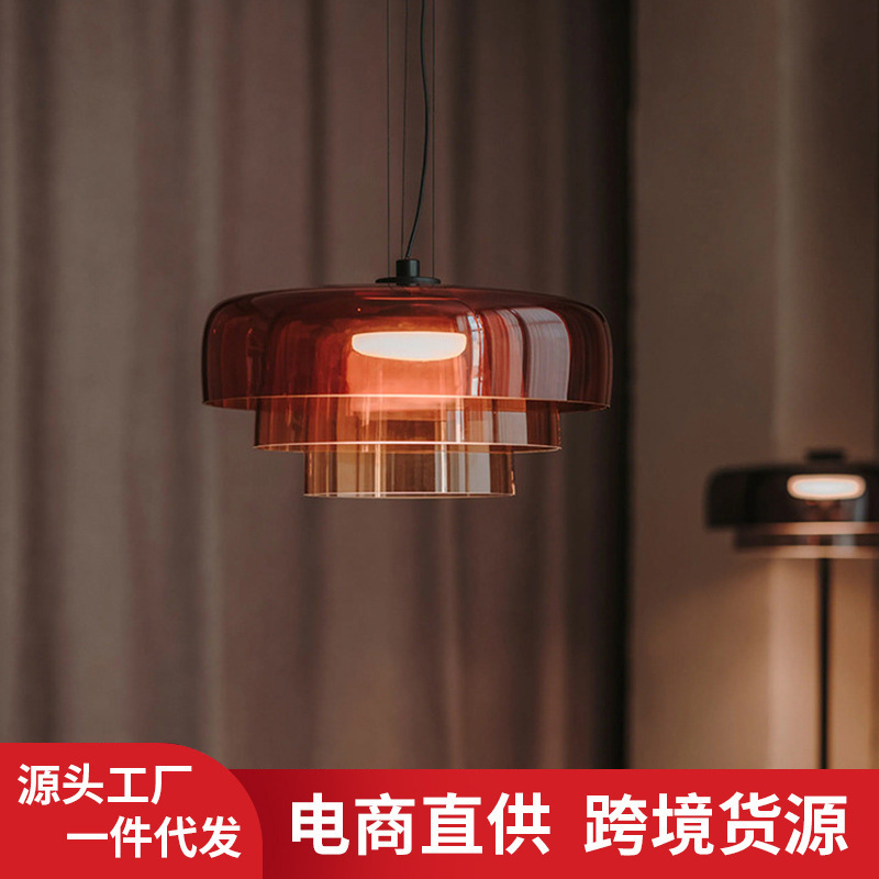 Multi-Layer Personalized Glass Art Chandelier Nordic Simple Model Room B&B Hotel Retro American High-Value Chandelier