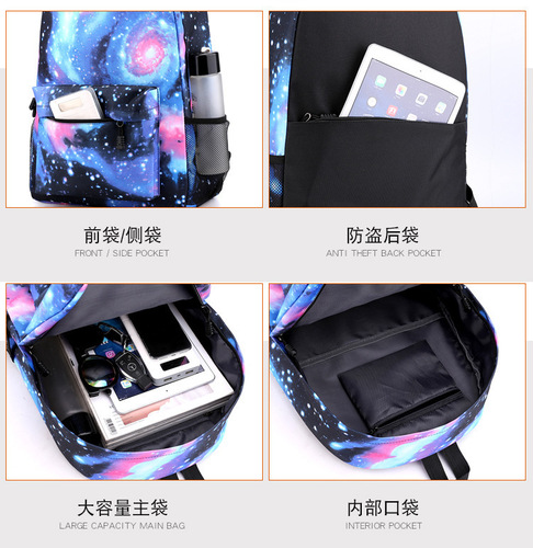 Interstellar Baby Stitchy Backpack, Single Strap Bag + Pencil Case, Black Student Backpack Set of Three