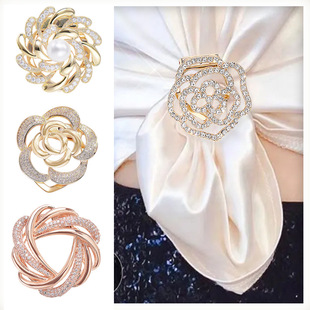 Temperament anti-gloss silk towel buckle high-grade all-match corner fixed buckle multi-functional dual-purpose scarf buckle brooch women Wholesale