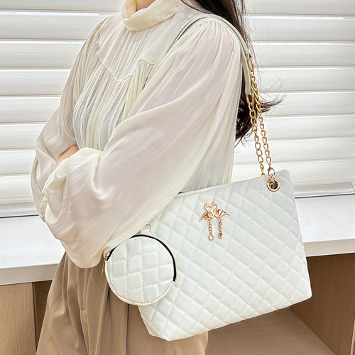 2025 Embroidered tote bag leisure women's set with swan decoration and tote bag