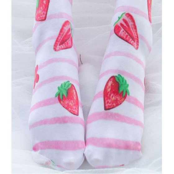 Printed Silk Stockings Thin Women's Spring and Autumn Japanese Style Lolita Cute Animation Over-the-Knee Long White Velvet Socks