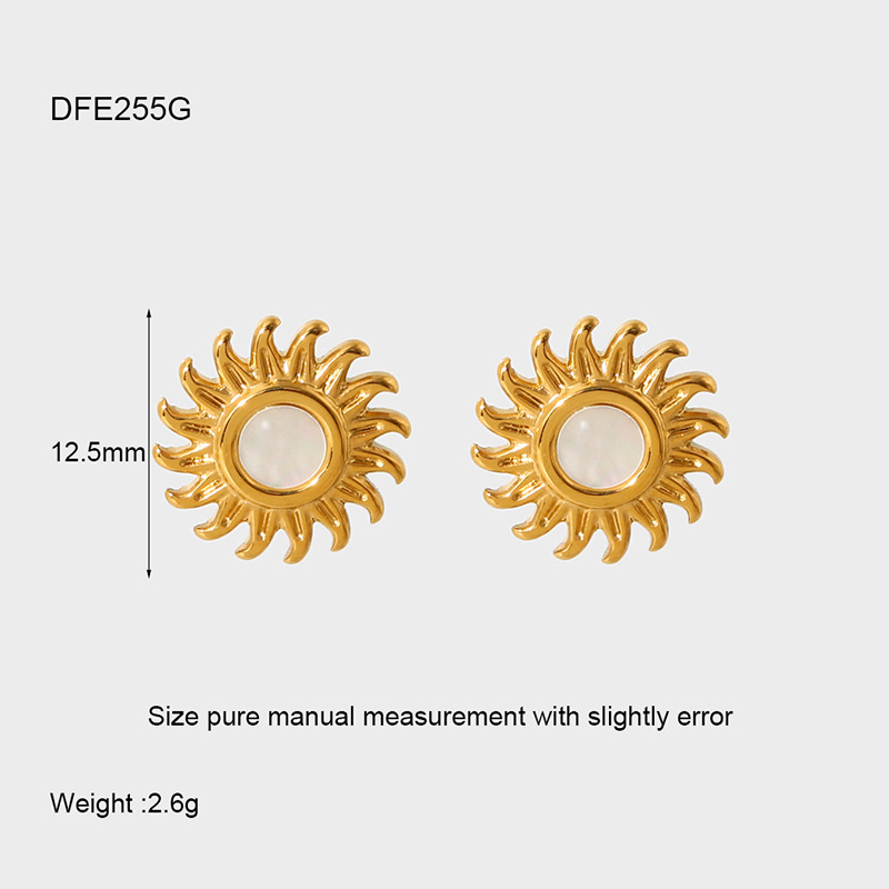 1 Pair Simple Style Sun Plating 304 Stainless Steel 18K Gold Plated Ear Studs display picture 2