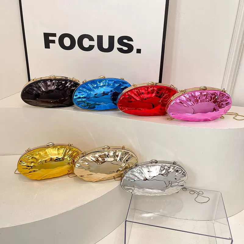 2025欧美跨境新款时尚椭圆亚克力晚宴包手拿包派对单肩斜挎手提包