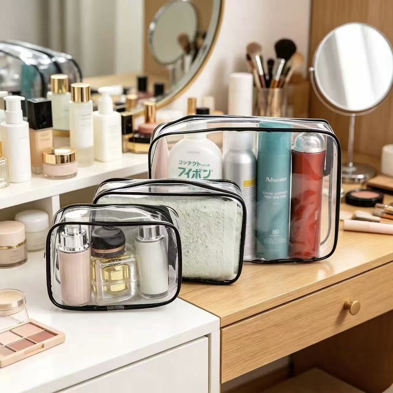 Pvc Cosmetic Bag, Korean Style Thickened Large-Capacity Storage Bag, Travel Dust-Proof and Waterproof Toiletry Bag, Cosmetics Storage Bag