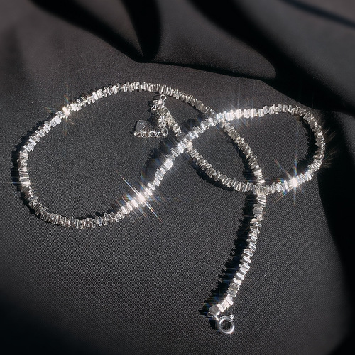 925 silver plated silver child necklace for women new style sparkling silver crushed silver chain light luxury niche
