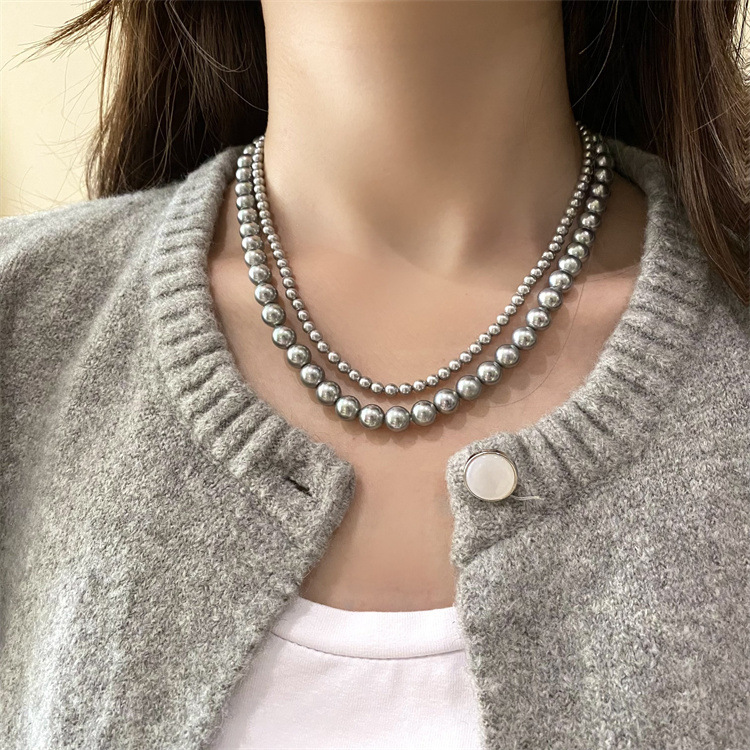 13g Weight Necklace Classification Artificial Pearls Chain Material 1 Piece Quantity Holiday, Daily Occasion 304 Stainless Steel, Artificial Pearl Material Geometric Pattern Women's Gender Beaded Design Elegant, Simple Style Style Elegant Simple Style Geometric 304 Stainless Steel Artificial Pearl Wholesale Necklace 3