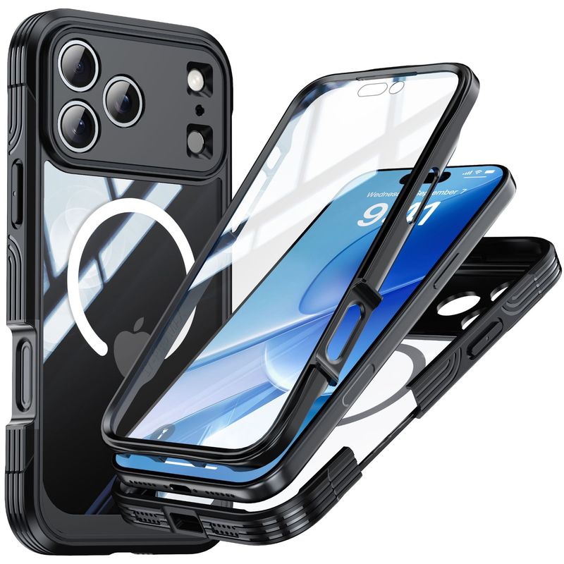 Suitable for Apple 17 Transparent Three-Proof Mobile Phone Case Magsafe Magnetic iPhone 17 Air Outdoor Promax Anti-Fall