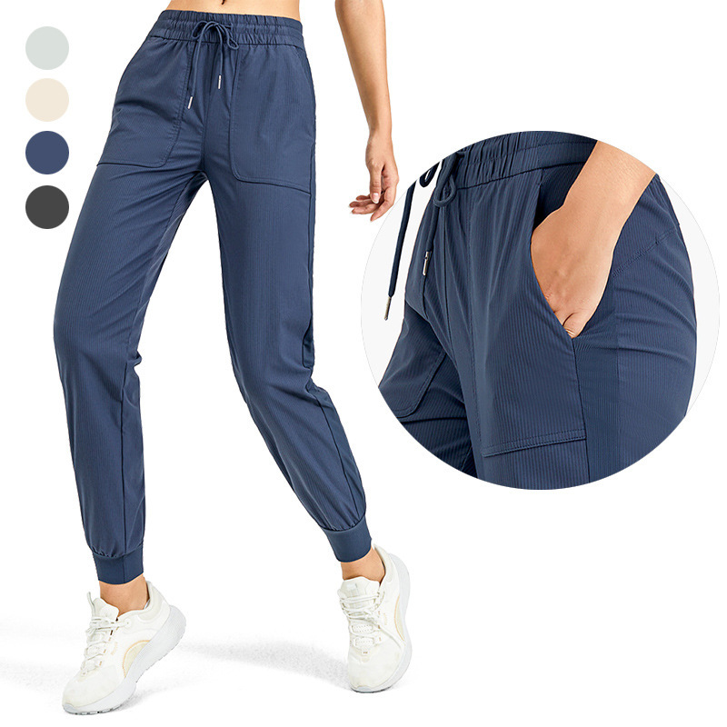 Sports Casual Pants, Body-Shaping Women's Drawstring, Loose Running Fitness Pants, Flap Pocket Pants Yoga Pants, Cross-Border Breathable