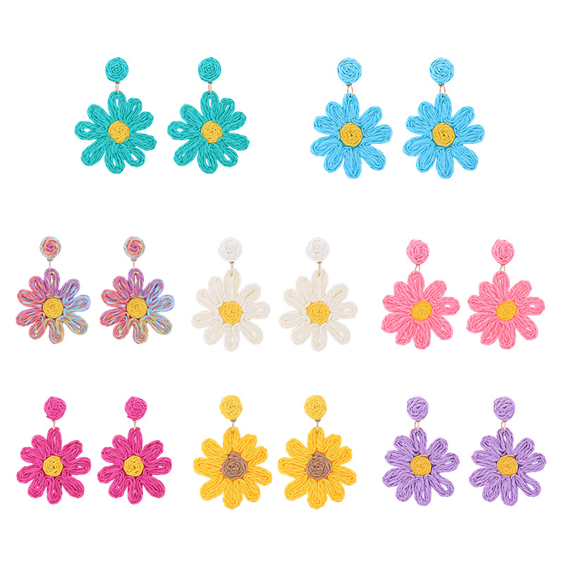 1 Pair Bohemian Flower Mixed Materials Drop Earrings display picture 1