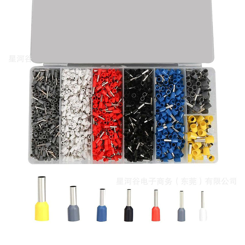 跨境1900pcs 管型预绝缘端子AWG22-10电线卡套冷压接线端子电器用
