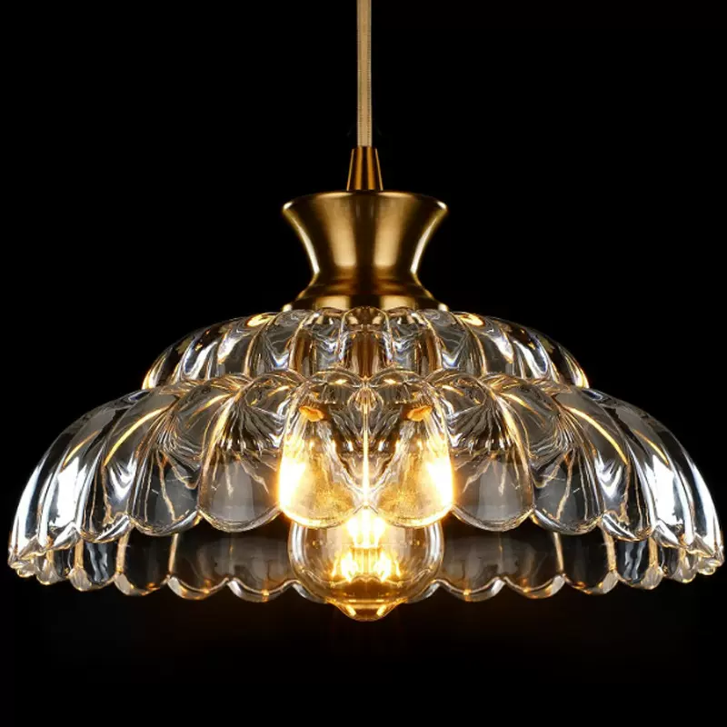 复古玻璃吊灯 简约吊灯餐厅吧台工业风家用卧室单头床头小吊灯