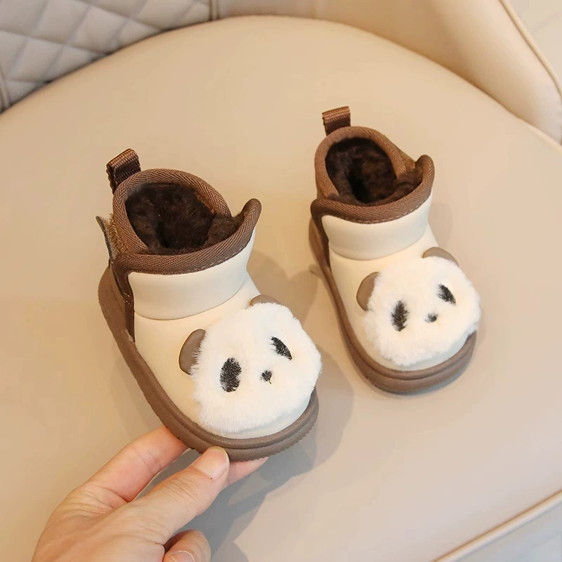 Детские милые снежные сапоги 2024 зимние женские ножки плюс бархатные толстые короткие сапоги хлопковые туфли теплые туфли на мягкой подошве