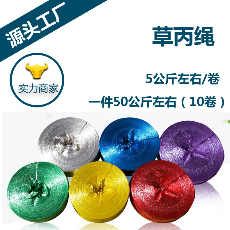 厂价供应捆扎绳塑料材料绳包装绳打包带撕裂膜草绳pp草丙绳