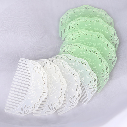 Imitation jade white hair comb, ancient style comb, Hanfu headdress acetate resin comb, cute ancient costume hairpin