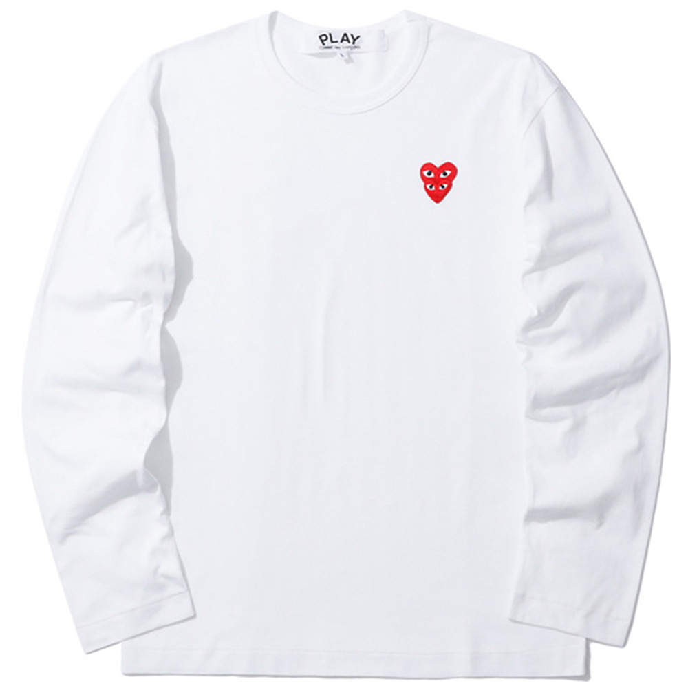 川久遊び 無地 ラブハート モザイク ラブ刺繍 男女兼用 長袖 Tシャツ 万能