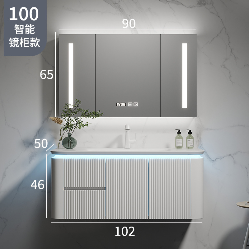 Mueble de baño de cerámica cuenca integrada lavabo de madera maciza lavabo gabinete de baño de cerámica integrada combinación gabinete de lavabo