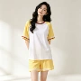 外穿短袖撞色女孩家居服
