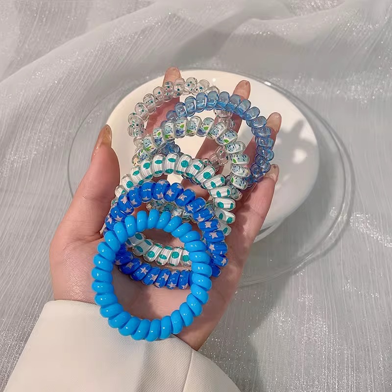 Moda de color gelatina esmerilado cabello telefónico bucle de cabello de alta elasticidad duradera correa de goma simple mujer cabeza de cabello de cola de caballo toque de cabello