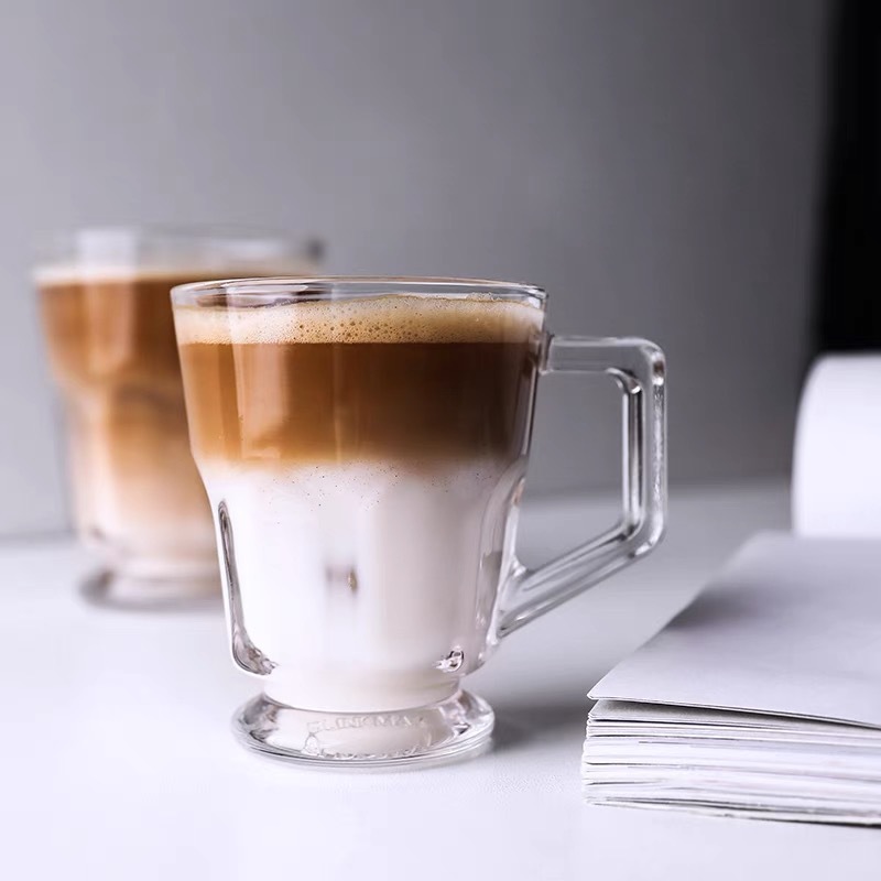 Retro resistente al calor con tazas de agua de vidrio taza de bebida caliente taza de café de vidrio sin plomo taza de té taza de desayuno casero