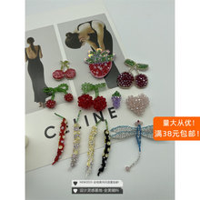 精品欧洲站欧货2026年夏季新品水果手工钉珠水晶樱桃草莓蜻蜓辣椒