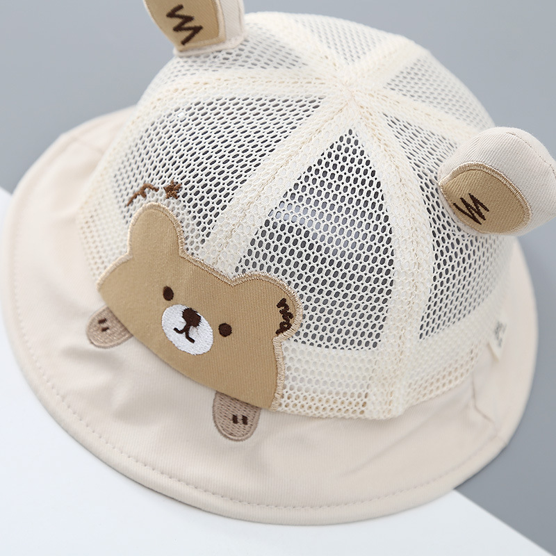 Sombrero de bebé verano delgado oso súper lindo bebé red completa protector solar sombrero de pescador primavera y verano niño sombrero para el sol para niños