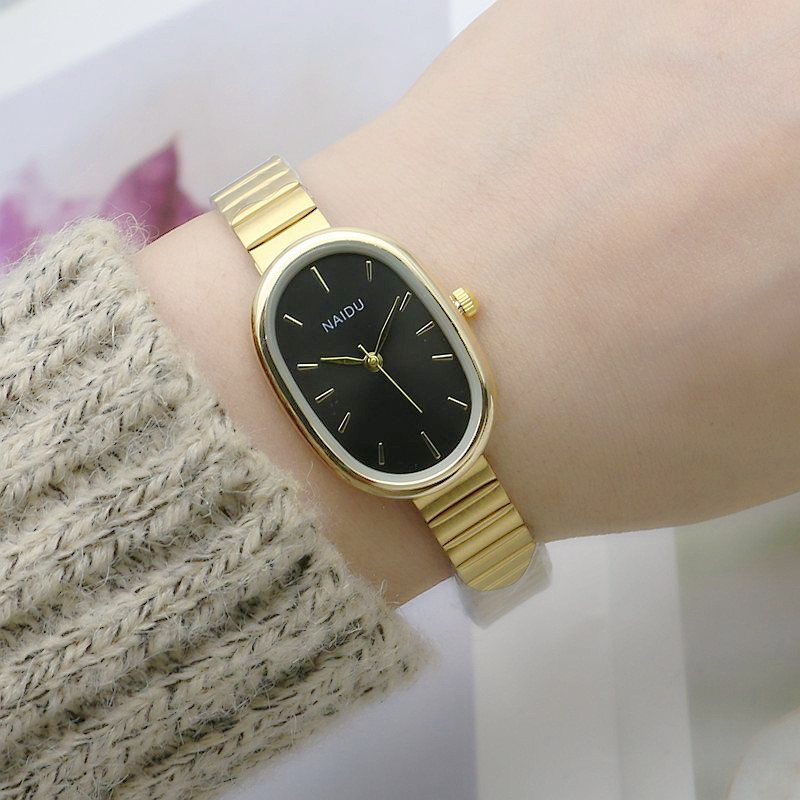 Oval small plate bamboo strap girls watch student mesh strap watch boy watch forest style quartz watch small fresh