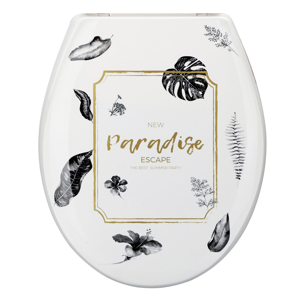 Cubierta de inodoro de estilo europeo de 18 pulgadas lenta caída hogar cuclillas cubierta de plástico Hotel fábrica impresión lenta caída cubierta de inodoro