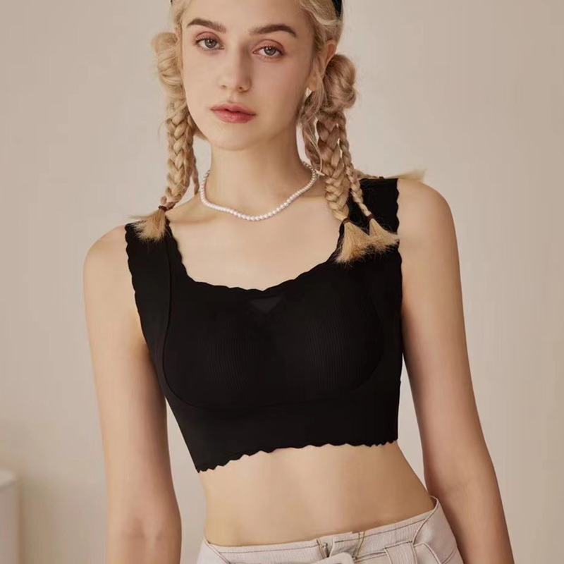 Más tamaño tira de jalea soporte suave anti-flacidez ropa interior sin costuras mujeres empujan hacia arriba sujetador pequeño sin anillo de acero sujetador de soporte superior 033