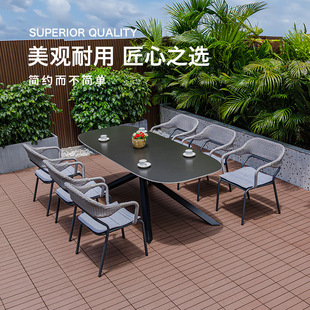 Outdoor Table and Chair Combination Nordic Slate Dining Table and Chairs Villa Terrace Garden Outdoor Courtyard B&B Hotel Rattan Chair
