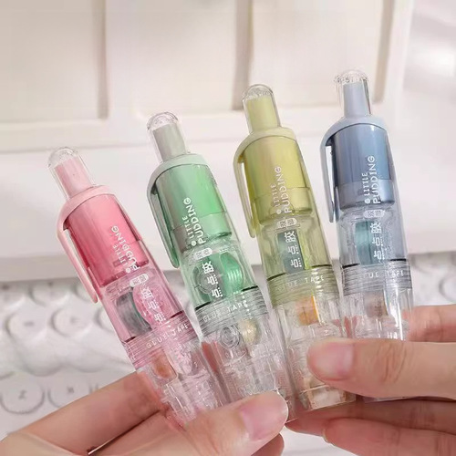 Push-and-Put Glue, Long Standing Correction Tape Style Double-Sided Handmade Journal Mini Sticky Adhesive Instant Dry Glue Stick