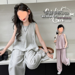 スイート 2025 夏無地女の子中大女の子夏服ハイエンド子供服セット