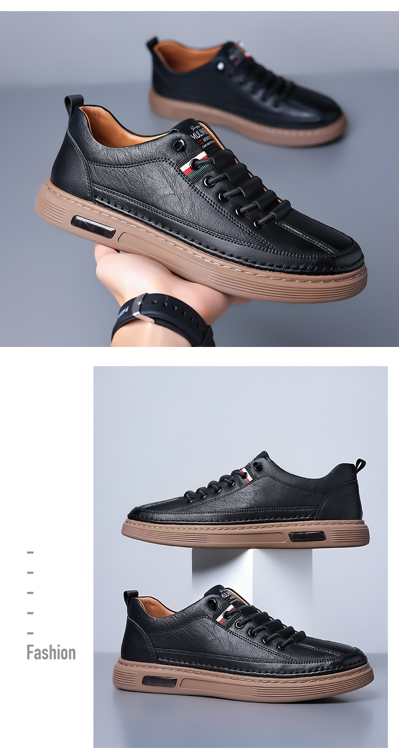 Chaussures en cuir pour hommes, chaussures de Tennis, baskets en toile, chaussures polyvalentes rembourrées_voghion.com