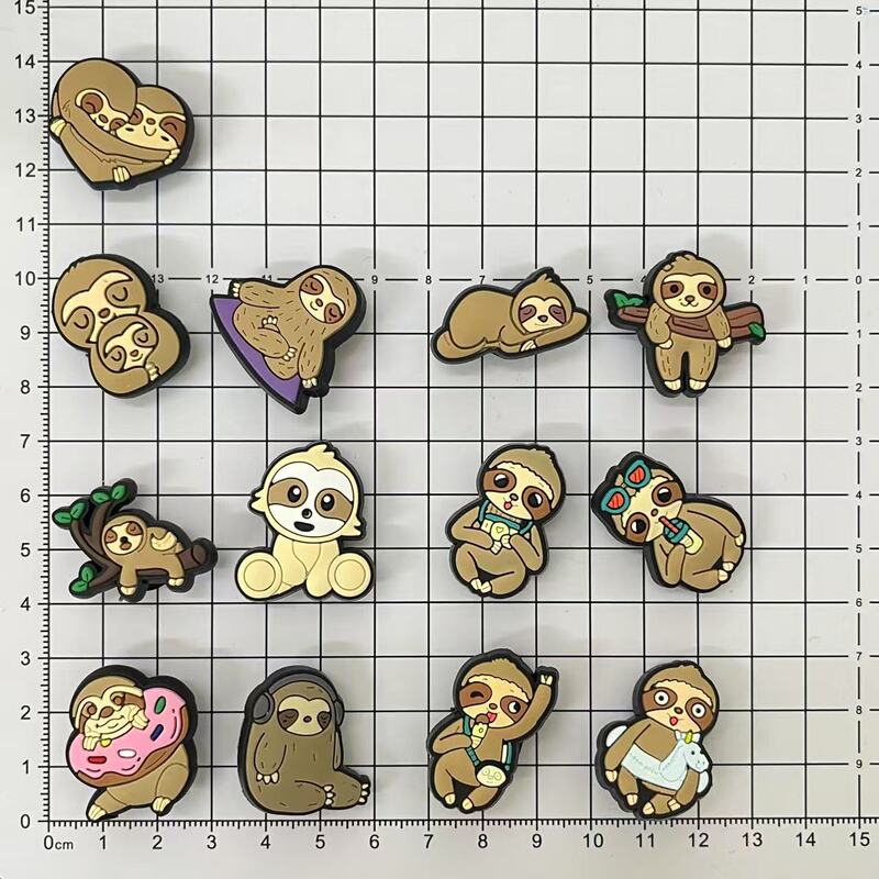 Hot-Selling Sloth Series Cartoon Shoe Charms Shoe Buckle Accessories Garden Shoes Eco-Friendly Removable Plastic Buttons
