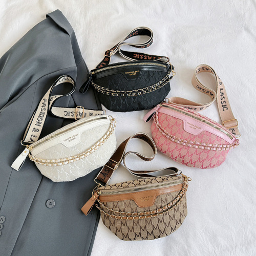 Fashionable Women's Diamond Bag PU Version Trendy High-end Chain Crossbody Bag Casual Versatile Small Waist Bag