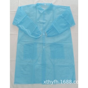 Factory Customized Non-Woven Lab Coat, Single Collar Velcro Overalls, Dust-Proof Visitor Coat, Two Flap Pocket Pantss Blue Coat