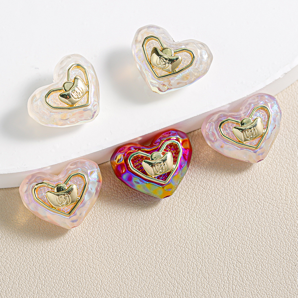 Heidi amor casero brillo fino perlas de aleación yuanbao joyas accesorios en forma de corazón collar de cadena de teléfonos móviles fabricantes al por mayor