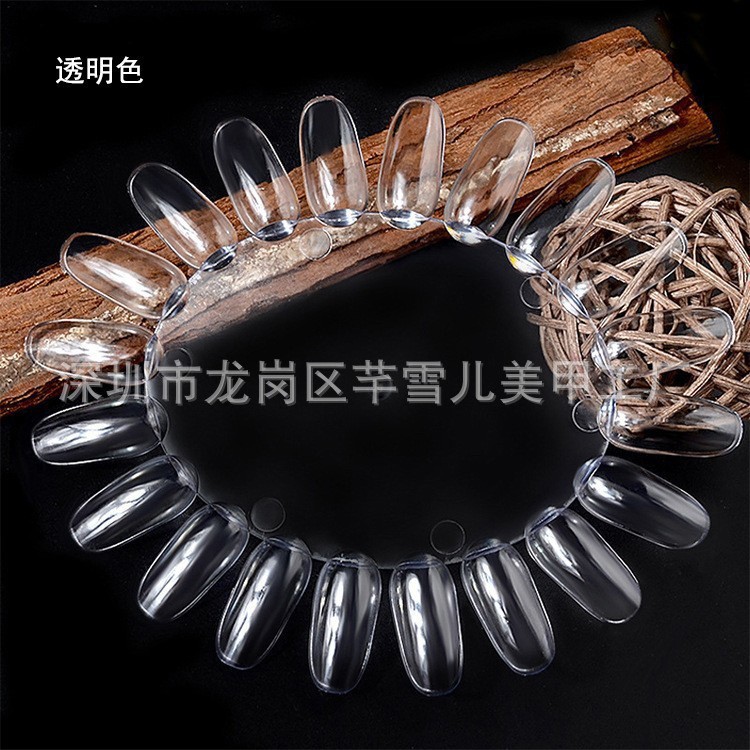 Herramientas de uñas transfronterizas 50 piezas de esmalte de uñas muestra de pegamento de esmalte de uñas, tarjeta de color trapezoidal puntiaguda de cabeza plana, pieza de práctica de uñas