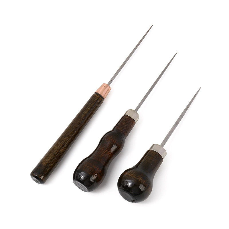 Удлиненная деревянная ручка типа тыквы шилка ручной шитья инструмент для бурения иглы прямая конус жесткая стальная игла кожаный перфорированный конус