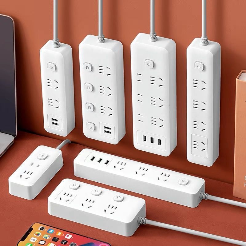 Xiaocui Mi Style Power Strip with USB Multi-Socket Extension Cord, Independent Switch Power Strip with Cable