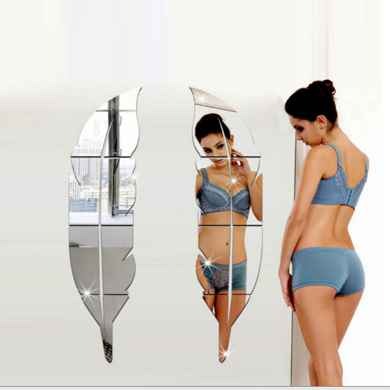 Mirror Wall Stickers Stereo Wallpaper Wedding Room Decoration Entrance Restaurant Classroom New House Sofa Background Large Feather P204