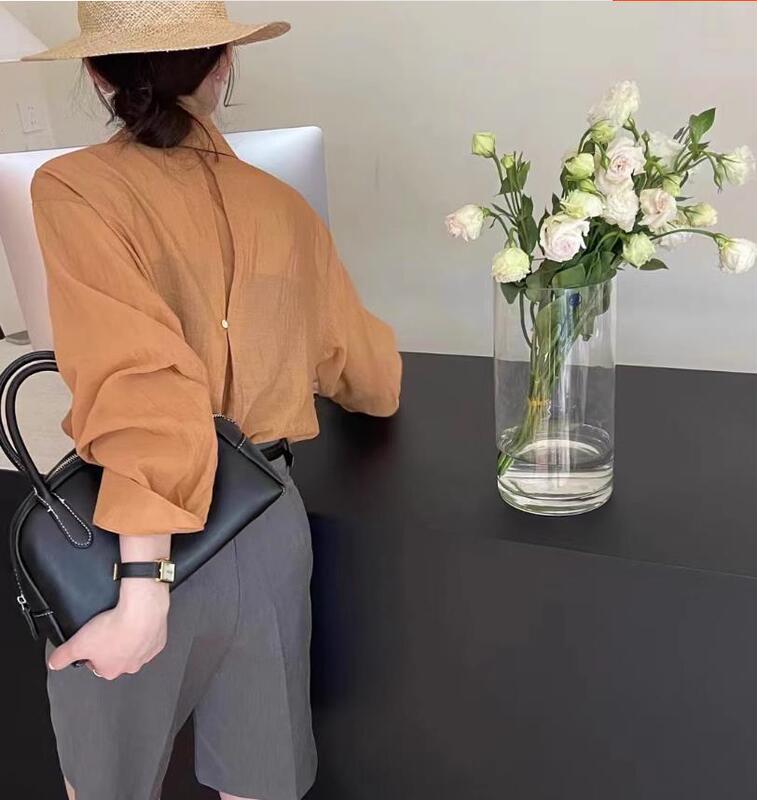 One-Button Back, Elegant Korean Style Tencel Shirt Jacket 1688 Summer New Long-Sleeved Sun Protection Shirt Top for Women